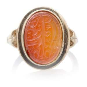  Antique Carnelian Jade Arabic Intaglio Retro Ring Jewelry