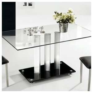   Clear Glass Dining Table with Black Glass Base AT 590C