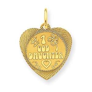    Number 1 Goddaughter Disc Charm in 14k Yellow Gold Jewelry