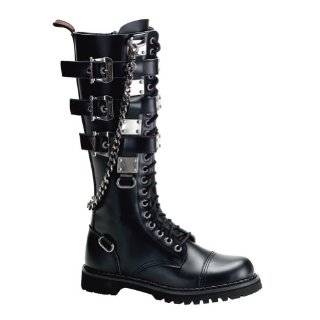   Calf Boots Black Gothic Boots Hardware Buckles Combat Boots Metal