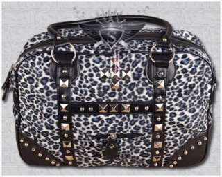 P053 White Leopard Metal Stud Lolita Tote Shoulder Bag  