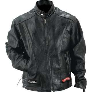 Mens Buffalo Leather Motorcycle Jacket w/USA Patches NEW  