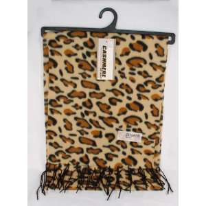 Womens Leopard Print Cashmere Feel Scarf Tan # 120 