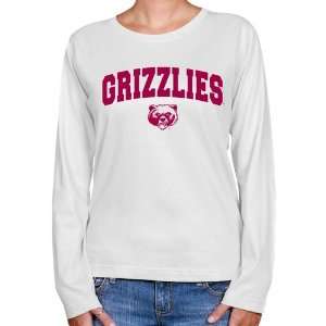 NCAA Montana Grizzlies Ladies White Logo Arch Long Sleeve Classic Fit 