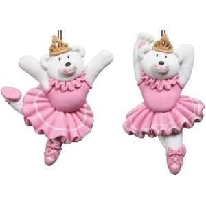  Ballerina Bear Claydough Personalizable Orn Set of 2 