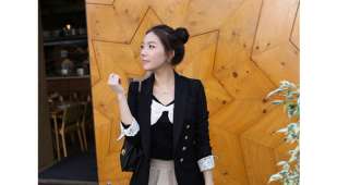 Korean Cute Style Women Ladies Lapel Slim Suit Jacket Outwear Coat 