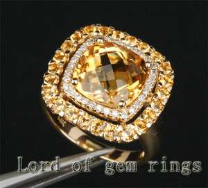    CITRINE & VS DIAMOND Solid 14K YELLOW GOLD Engagement RING Size 6