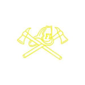  Fire Fighter small 3 Tall YELLOW vinyl window decal 