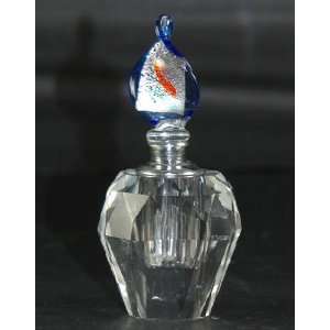  Va Bene Murano Blue Glass Perfume Bottle Colored Leaf NEW 