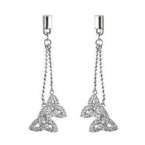  Rhodium Crystal Trinity Drop Earrings   Made in Ireland Jewelry
