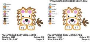 Kids Baby Lion Applique Machine Embroidery Designs CD  