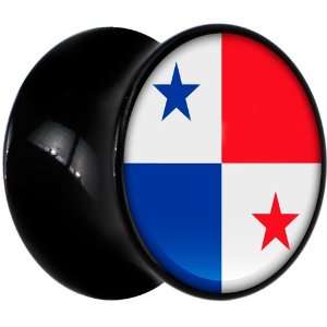  8mm Black Acrylic Panama Flag Saddle Plug Jewelry