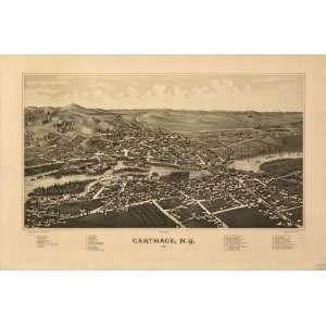  Historic Panoramic Map Carthage, N.Y. 1888. Drawn 