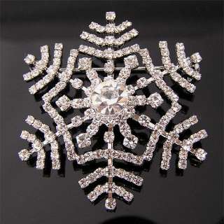Snowflake Brooch Pin W Swarovski Crystals P030  