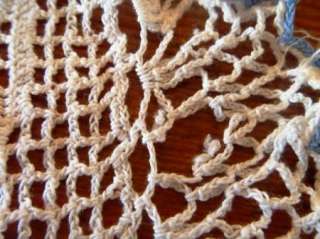VINTAGE Hand Crochet DOILIES TABLE RUNNER Blue White 4  