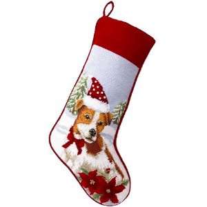  Jack Russell in Snow Needlepoint Stocking