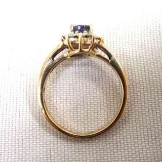 14K Yellow Gold Tanzanite and Diamond Ring  