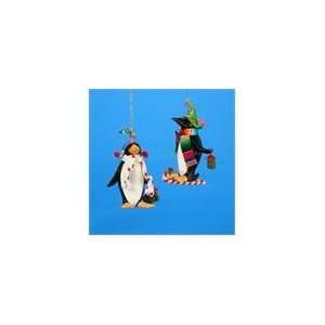  Paper Mache Penguin With Gifts & Polka Dot Scarf Christmas 