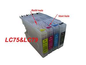 Refillable ink cartridge for Brother LC75 MFC J6710DW MFC J825DW MFC 