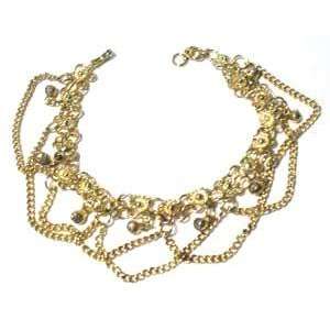 Fancy Gold Tone Anklet with Bells 10 Long Womens Jewelry 