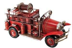 FIRE ENGINE TRUCK Tin Antique Finish firefighter model  