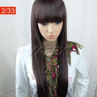 new womens long full straight hair wig/wigs fashion party cosplay 