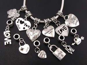 110pcs mixed LOVE dangle beads fit charm bracelet ☆fm29  