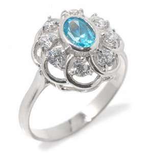   with Blue Topaz and White Cubic Zirconia, form Oval, weight 3.9 grams