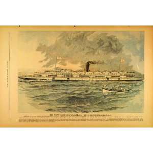1893 Print Christopher Columbus Passenger Whaleback Ship Chicago Fair 