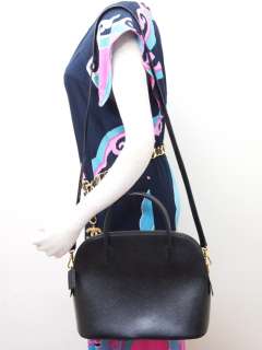Vintage CELINE Black Leather Round Handle Shoulder Strap Handbag Bag 