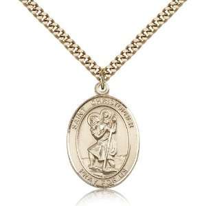 Gold Filled St. Saint Christopher / Paratrooper Medal Pendant 1 x 3/4 