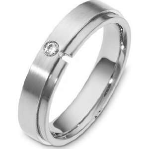  Contemporary Platinum 5mm Diamond Band, 0.05 TCW   12 