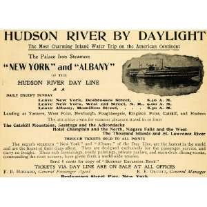 1900 Ad Hudson River Day Line Palace Iron Steamers Boat 