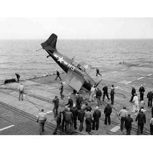  After Barrier Crash on USS Sable 8 1/2 X 11 Photograph Circa May 1945