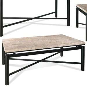  Paloma White Marble Top Cocktail Table in Black
