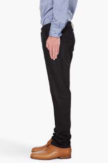 Nudie Jeans Black Coated Khaki Trousers for men  