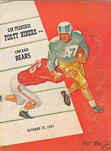 1957 CHICAGO BEARS vs SAN FRANCISCO 49ers NFL PROGRAM  