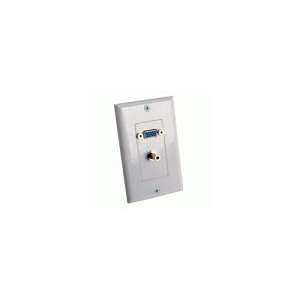  VGA and 3.5mm Stereo Wall Plate, White 