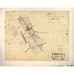  Civil War Map Sketch of the battle of Rutherford Farm, July 