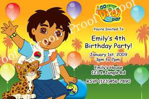 Scooby Doo / Go Diego / Curious George Invitations  