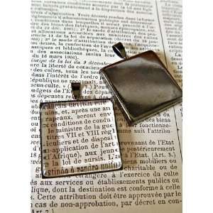 10 Vintage Gunmetal Silver Pendant 1 inch Square Trays with Flat Glass 