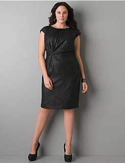   product,entityNameGathered faux suede dress by DKNY JEANS