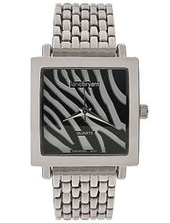 Zebra face silvertone fashion watch by Lane Bryant