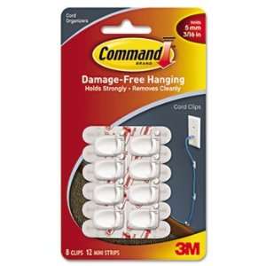 3M Command Small Cord Clips   8 Clips, 12 Strips  
