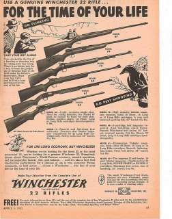 WINCHESTER 22 RIFLE AD FROM 1952  
