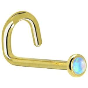   2mm Light Blue Synthetic Opal Left Nostril Screw   20 Gauge Jewelry