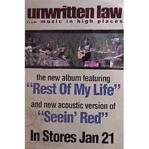 UNWRITTEN LAW Music In High Places 24x36 Poster