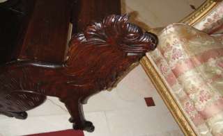   GOTHIC CARVED WOOD LIBRARY BED STAIRS STEPS GRIFFINS LIONS  
