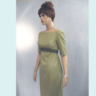AUTHENTIC, RARE FIND, VINTAGE 50s TO 60s OLIVE LINEN EMPIRE DANCE GOWN