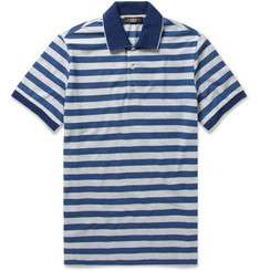 Canali Striped Cotton Piqué Polo Shirt